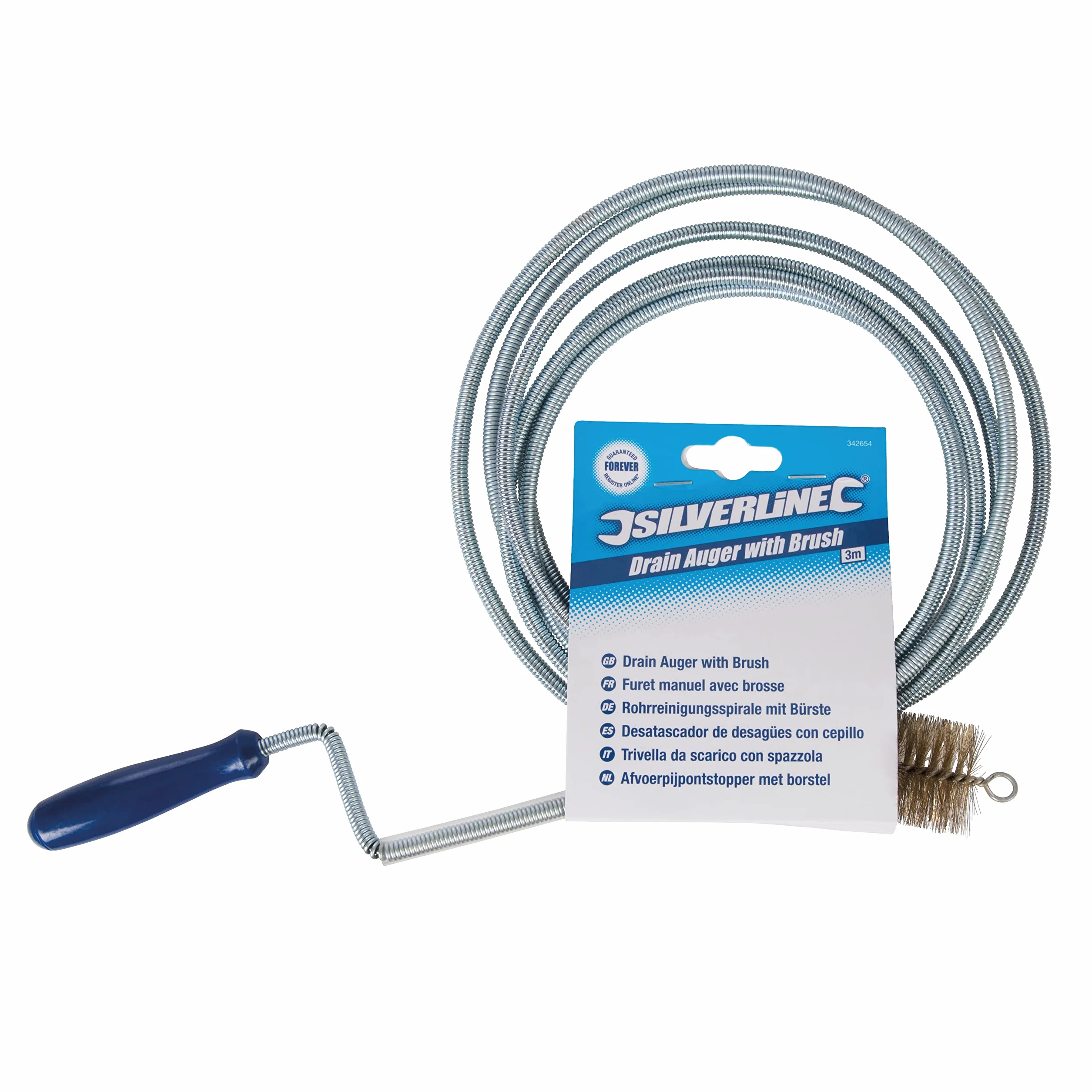 Silverline Ślimak odpływowy ze szczotką 3 m x 33 mm (342654)