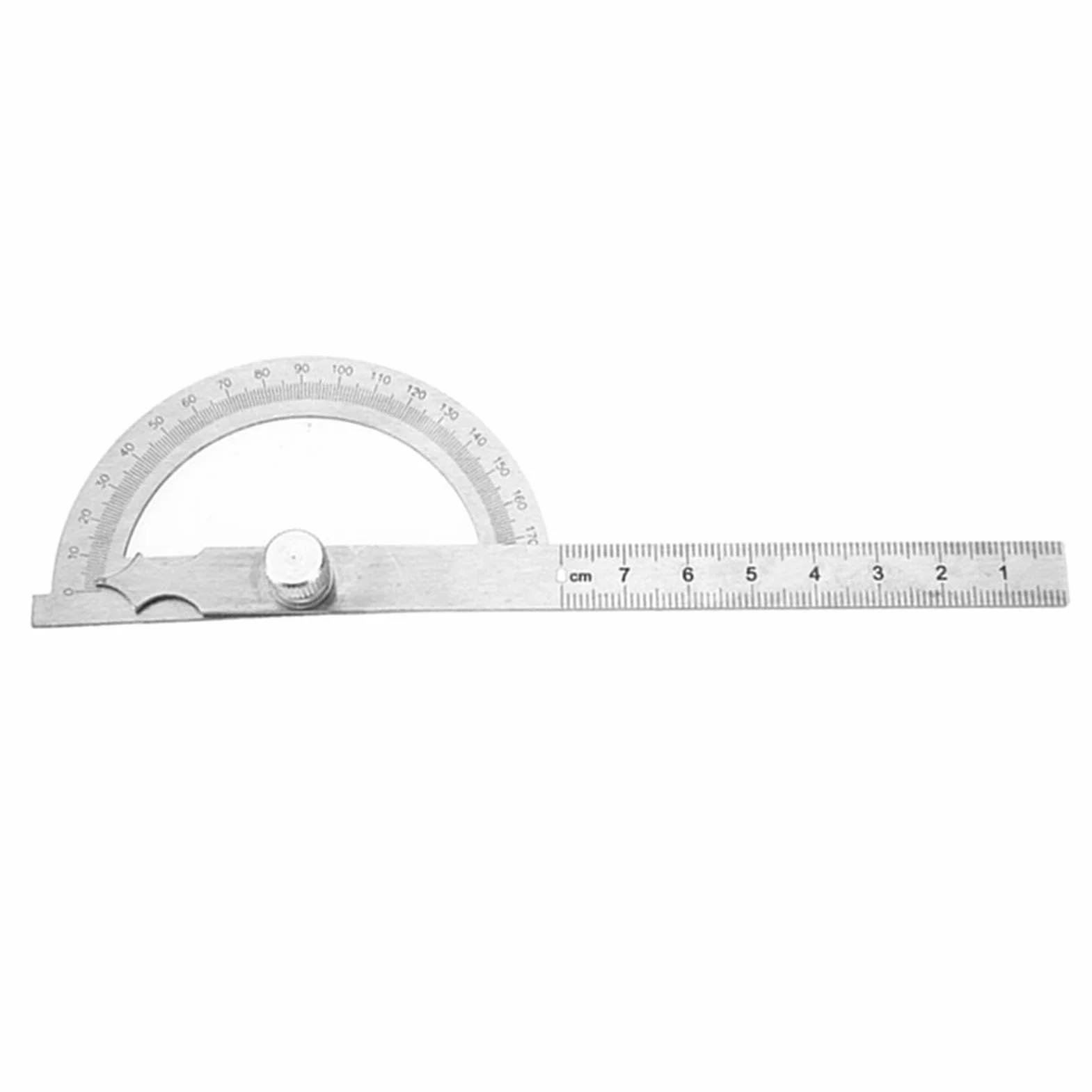 Kątomierz Goniometr Stal Nierdzewna 180 Stopni Regulowany z Linijką 15 cm Pomiarowy 80x120mm Narzędzie Precyzyjnego Mierzenia Kątów
