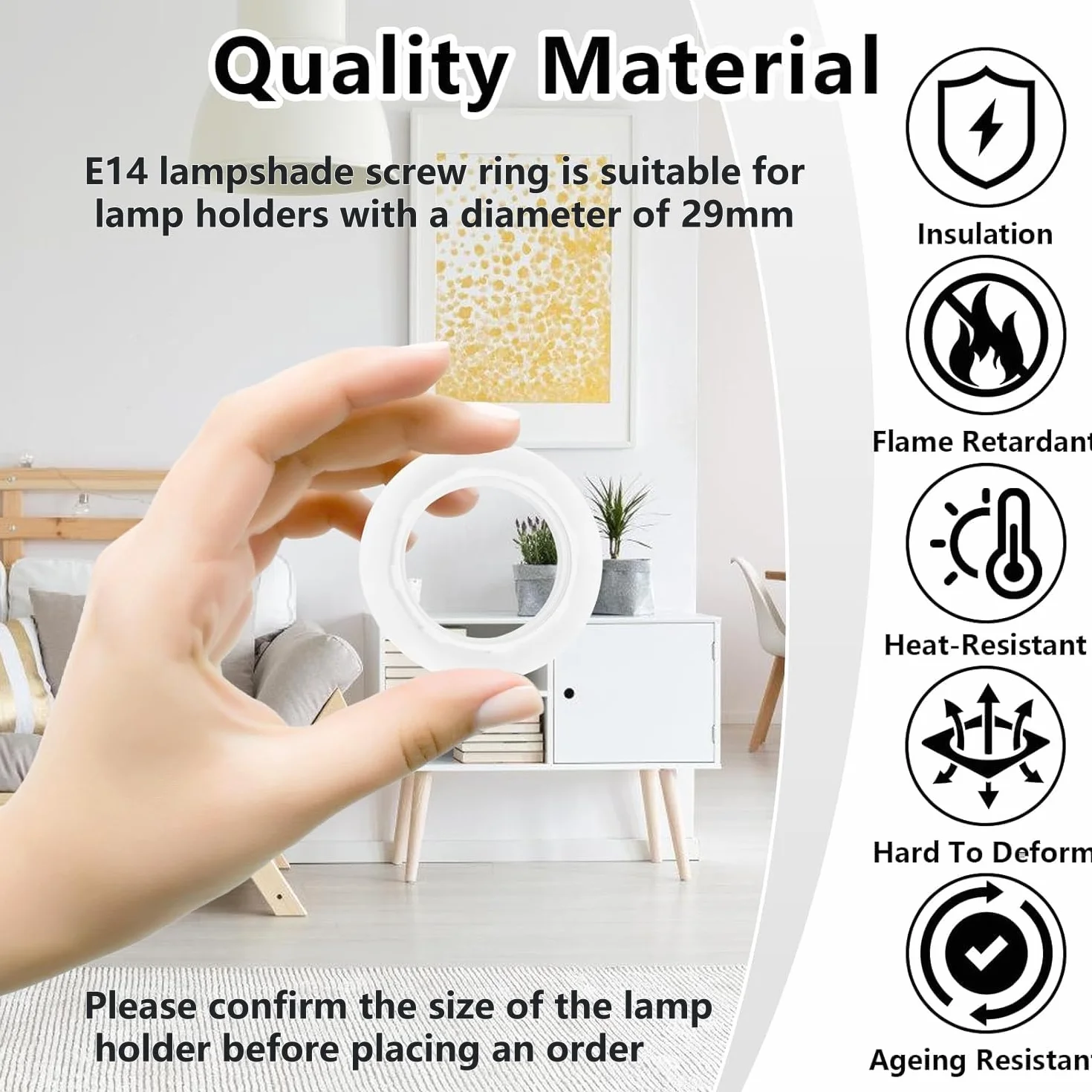 Pierścień redukujący klosz E14 / pierścień śrubowy klosza 29 mm + 6 sztuk pierścieni redukcyjnych E14 do E27 do lamp stołowych, lamp sufitowych (12 sztuk)
