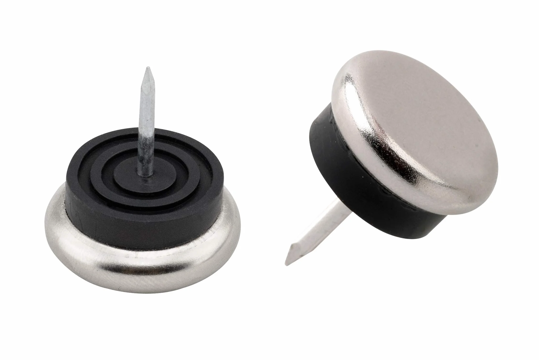 Metafranc Ślizgacze meblowe Ø 20 mm - metal - z gwoździem i odbojnikiem - 8 sztuk - do łatwego przesuwania mebli/zestaw ślizgaczy do mebli do wrażliwych podłóg/ślizgacze na krzesła/podkładki