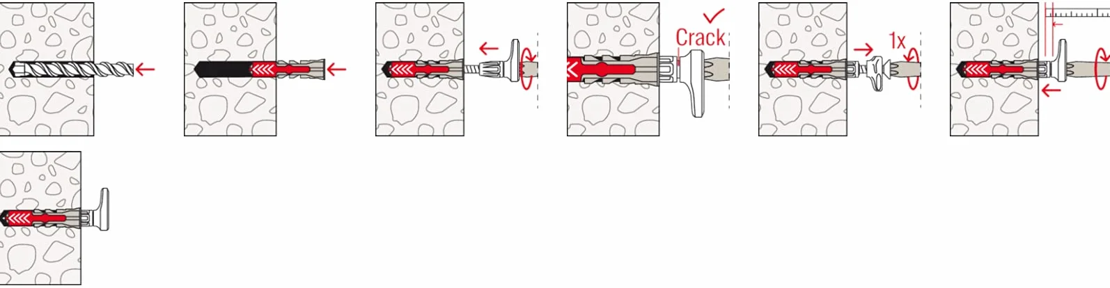 fischer EasyHook Angle K (4), zestaw 4 śrub z hakami kątowymi i DuoPower, śruby do płyt wiórowych z haczykami, elastyczne haki śrubowe do montażu w wielu materiałach budowlanych, 8 x 40 kołków