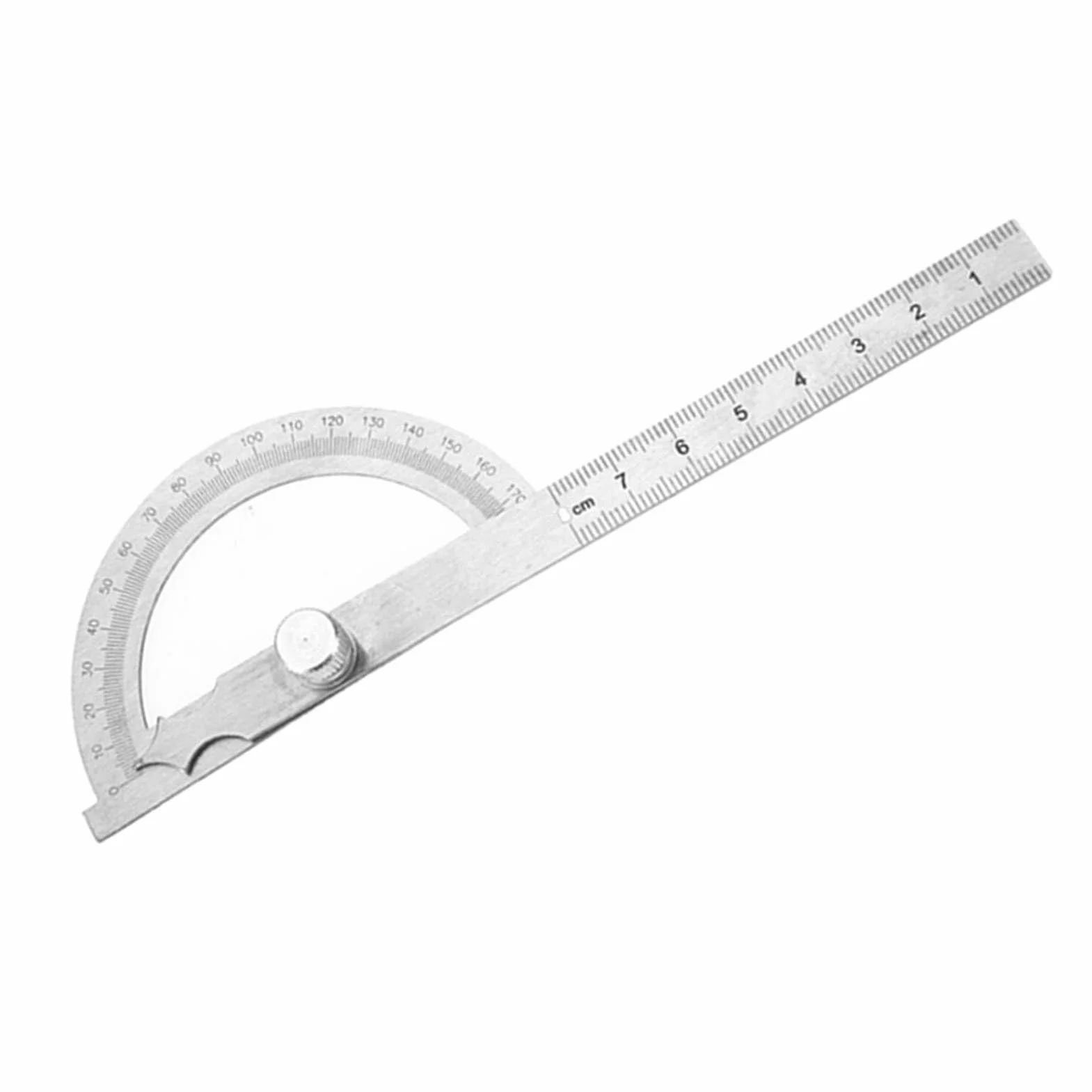 Kątomierz Goniometr Stal Nierdzewna 180 Stopni Regulowany z Linijką 15 cm Pomiarowy 80x120mm Narzędzie Precyzyjnego Mierzenia Kątów