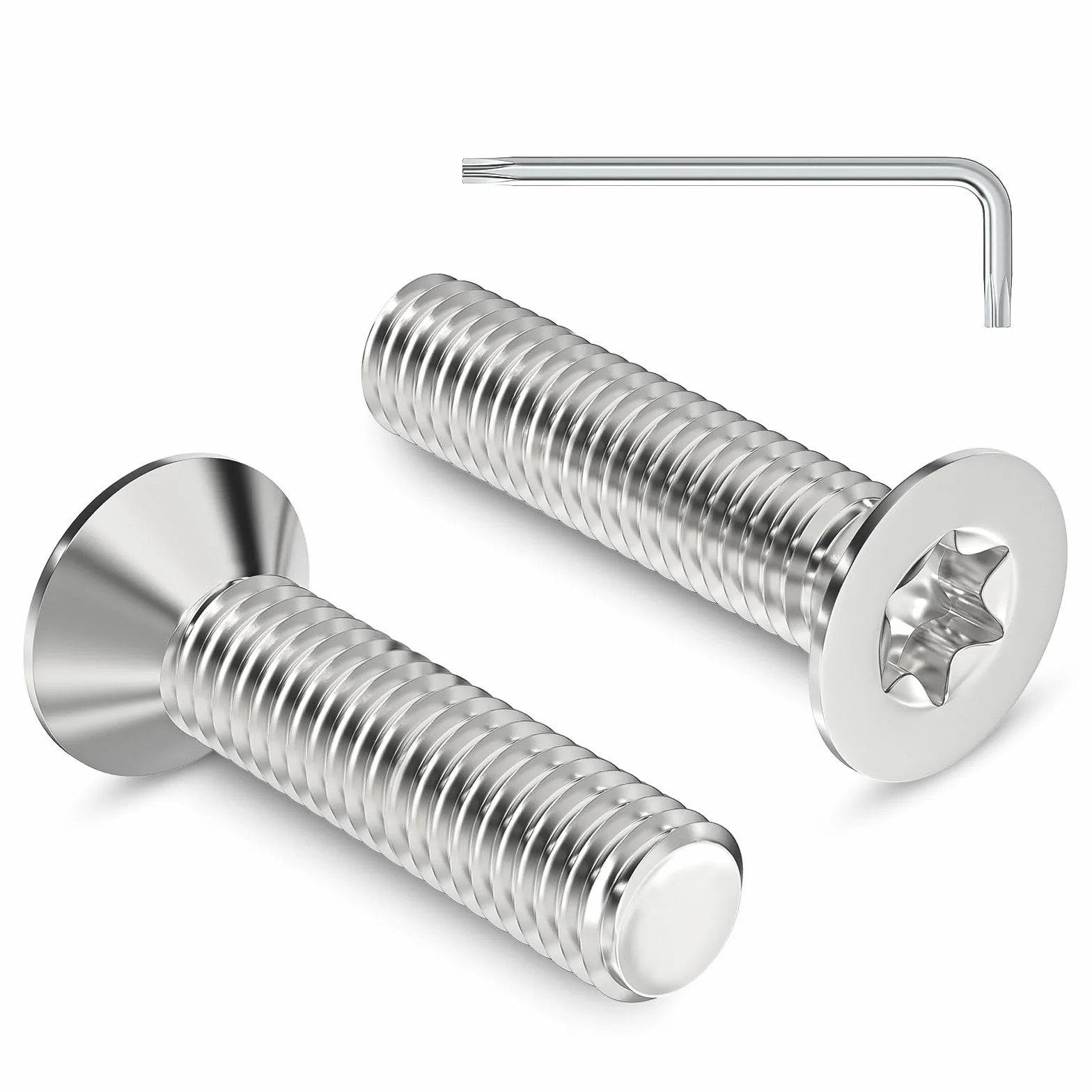 20 sztuk śrub M6 x 25 mm, śruby z łbem wpuszczanym ze stali nierdzewnej A2 V2A, śruby torx, śruby maszynowe, śruby ze stali nierdzewnej z kluczem Torx, do wyposażenia maszyn i napraw mebli