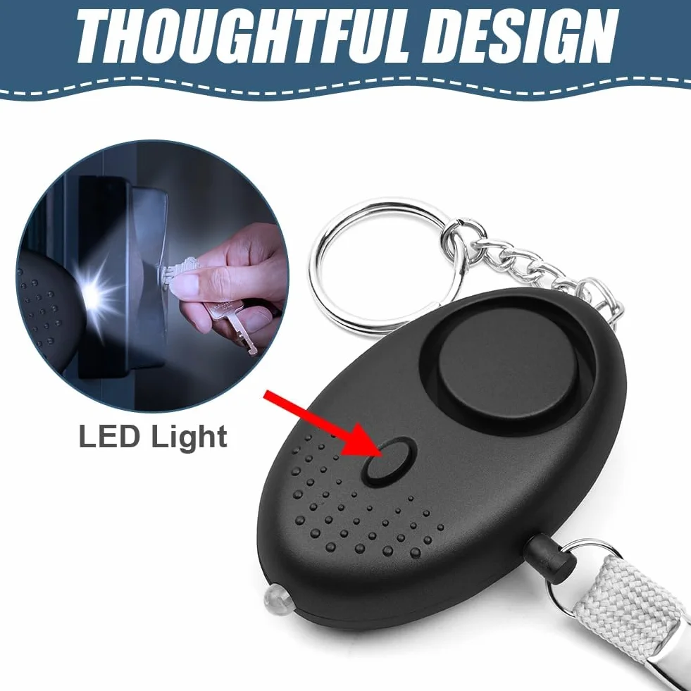 Flintronic Osobiste alarmy osobiste dla kobiet, 1 x alarm bezpieczeństwa 140 dB, osobiste alarmy ze światłem LED, alarm awaryjny dla kobiet, dziewcząt, dzieci i osób starszych, czarny