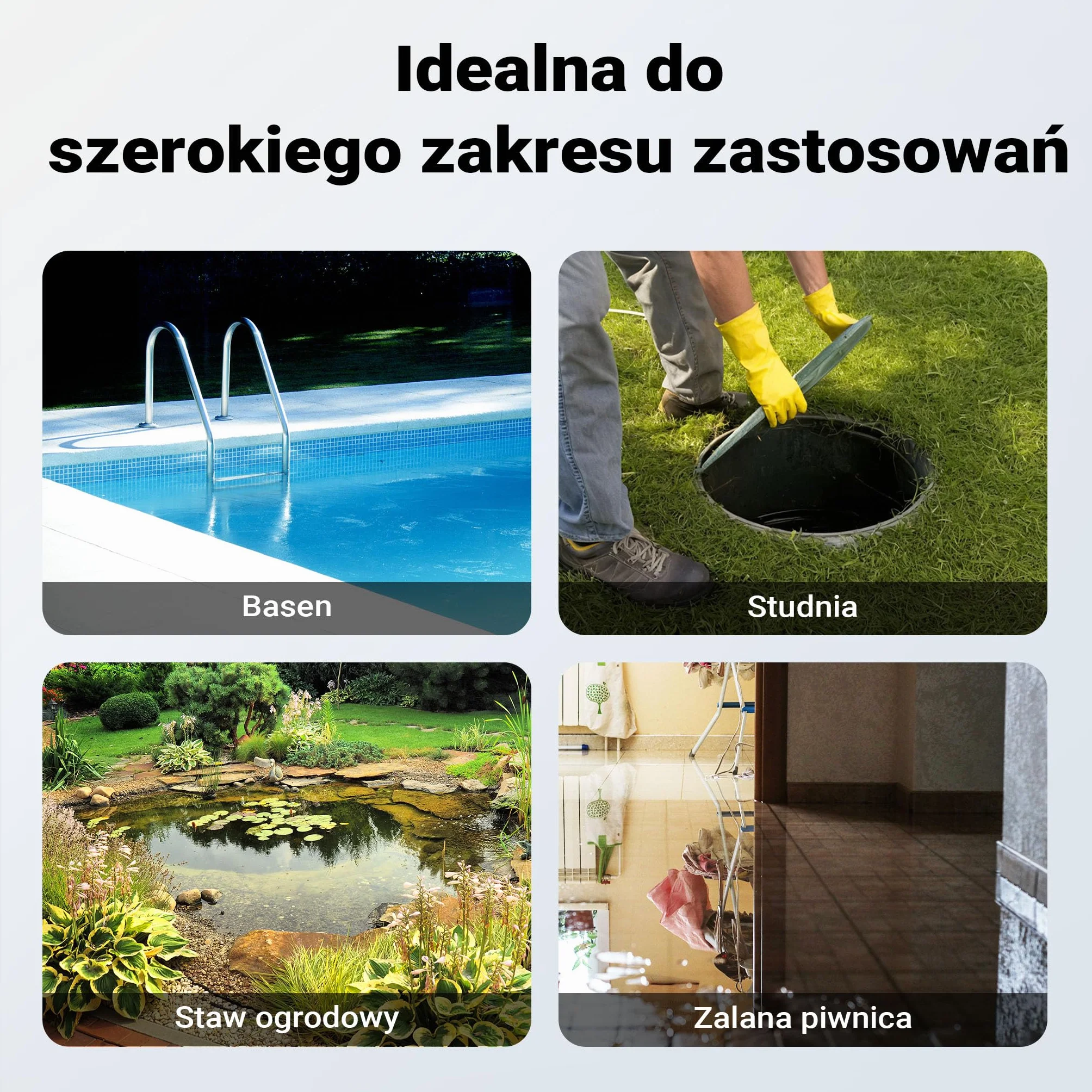 Wiltec Pompa do brudnej wody Pompa zatapialna 1100 W o natężeniu przepływu 15 000 l/h z wężem o długości 20 m Pompa