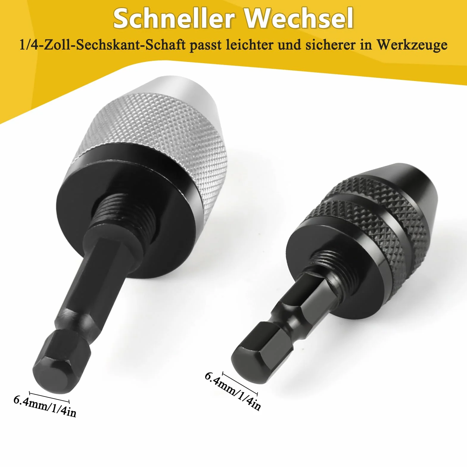 2 uchwyty wiertarskie z szybkozłączką 1/4 cala, 0,3–6,5 mm i 0,3–3,6 mm, adapter wiertła z uchwytem sześciokątnym, 10 wierteł 0,8–3,0 mm do narzędzi do konwersji
