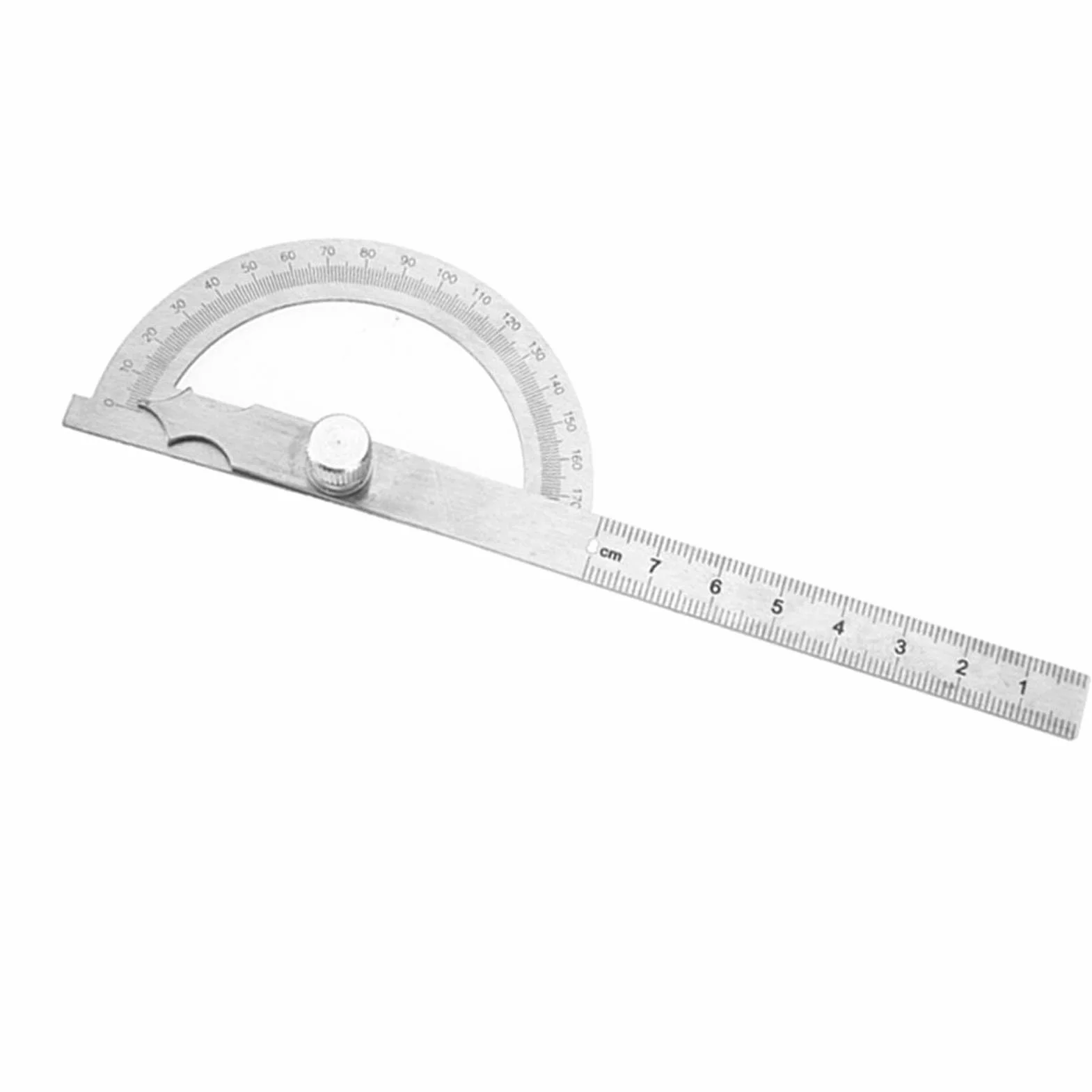 Kątomierz Goniometr Stal Nierdzewna 180 Stopni Regulowany z Linijką 15 cm Pomiarowy 80x120mm Narzędzie Precyzyjnego Mierzenia Kątów